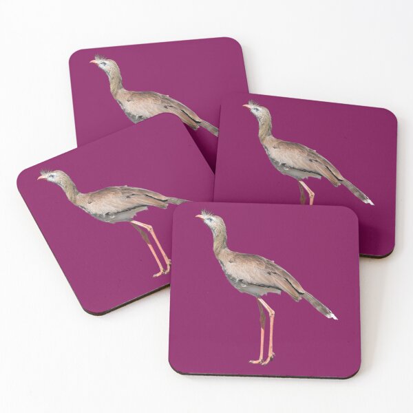 Item preview, Red Legged Seriema aka Cariama aka Crested Seriema - burgundy background designed and sold by Louise-Mae.