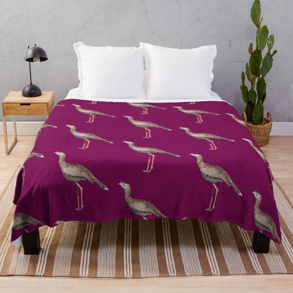 Item preview, Red Legged Seriema aka Cariama aka Crested Seriema - burgundy background designed and sold by Louise-Mae.