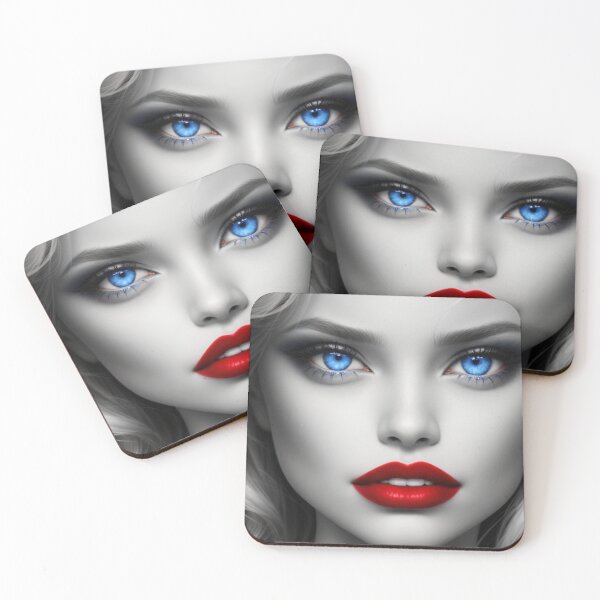 Item preview, Beautiful young girl with blue eyes and red lips fantasy image designed and sold by AlfredSSikula.