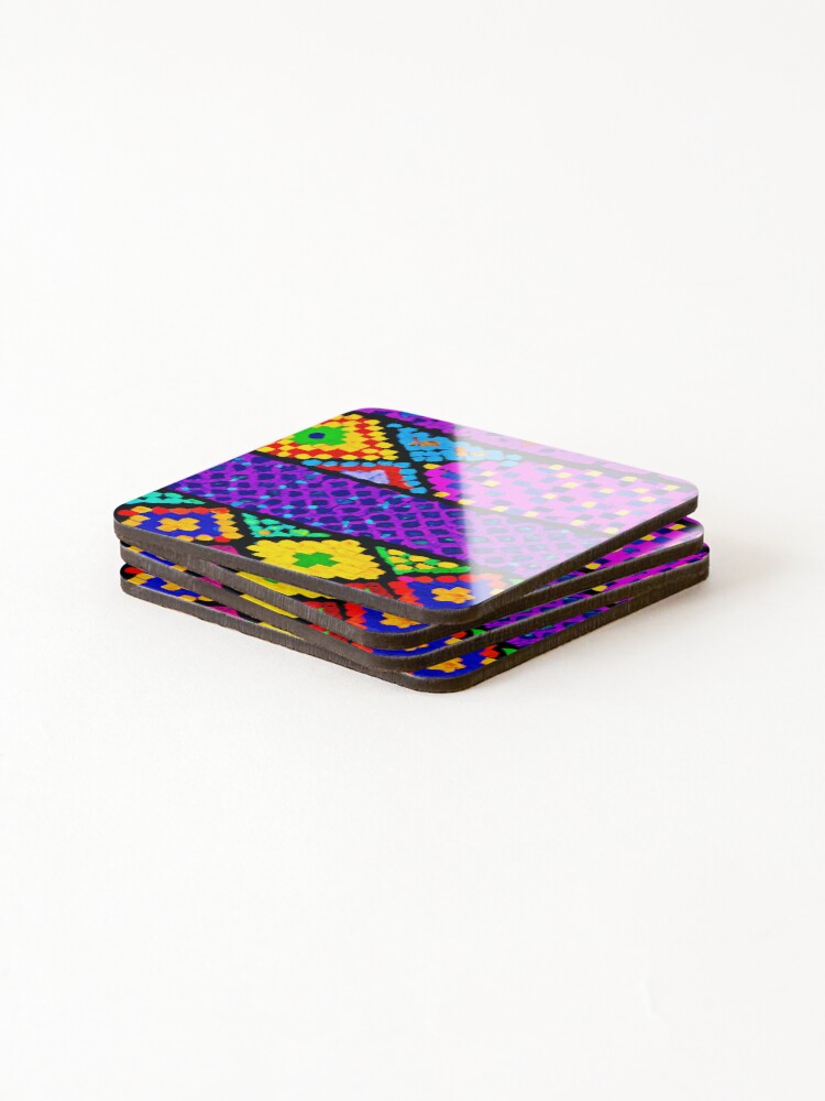 Thumbnail 4 of 5, Coasters (Set of 4), Lively Color Pattern designed and sold by Unique-Design-4.