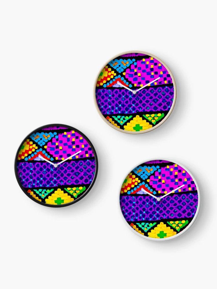 Thumbnail 3 of 4, Clock, Lively Color Pattern designed and sold by Health And Fitness Posts e-Store.