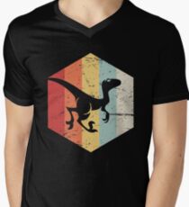 Retro Vintage Velociraptor Dinosaur Men's V-Neck T-Shirt