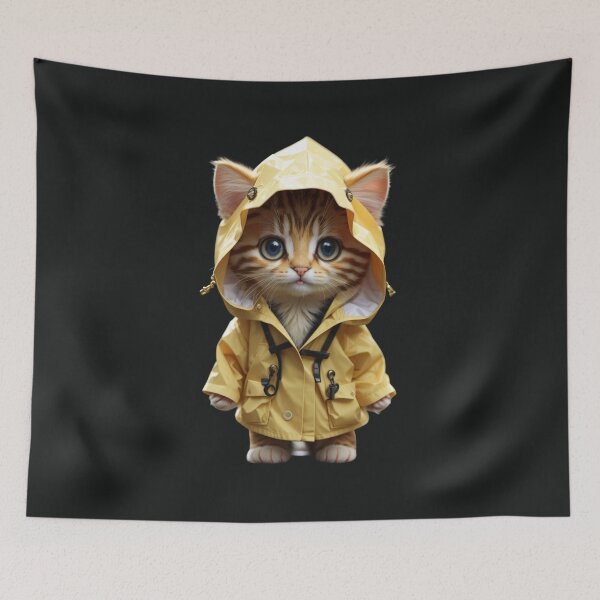 Item preview, Ginger Kitten in a Yellow Raincoat. designed and sold by NewtBoo.