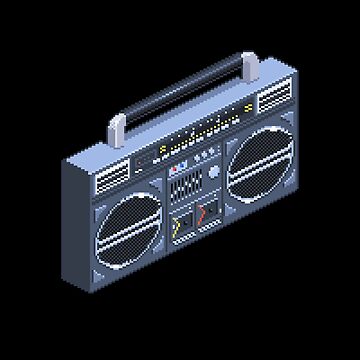 Artwork thumbnail, 80s boombox pixel art by Retroperks