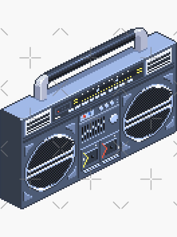 Thumbnail 3 of 3, Sticker, 80s boombox pixel art designed and sold by djspacegr.