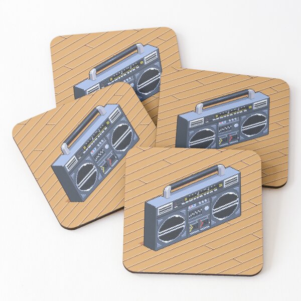 Item preview, 80s boombox pixel art designed and sold by Retroperks.