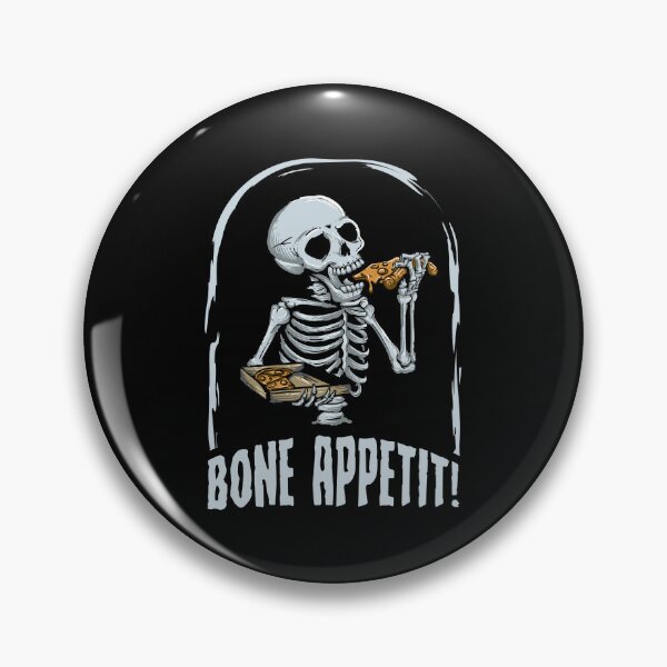 Item preview, Bone Appetit: Funny Halloween Skeleton Eating Pizza designed and sold by hadleyfoo.