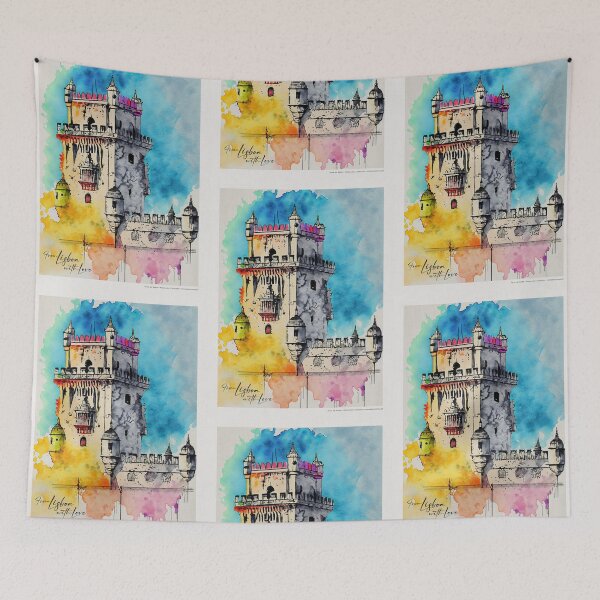 Item preview, Belém Tower, Lisbon - Cities and Places - Watercolor Collection designed and sold by monkeybusiness.pt.