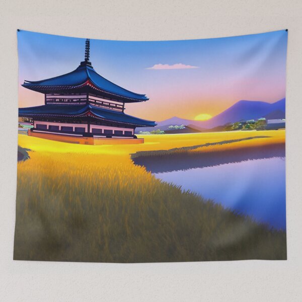 Item preview, Japan Countryside Fields and Flowers Sunset Fantasy designed and sold by diamondmilk.