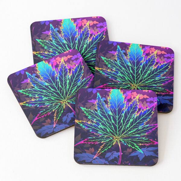 Item preview, Psychedelic Electric RGB Marijuana Leaf Black Poster designed and sold by wojysmokes.