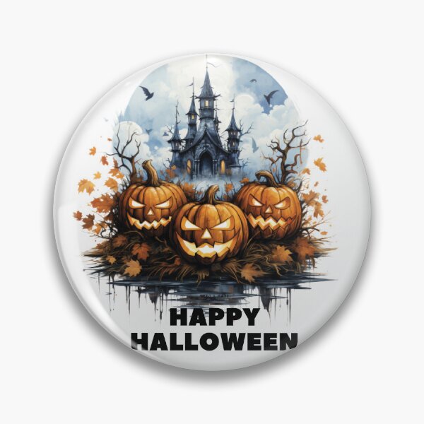 Artikelvorschau, Gruselige Kürbisse und böses Schloss: Halloween-Nacht-T-Shirt entworfen und verkauft von Rebekkahsdesign.