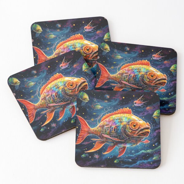 Item preview, Sea Creatures from Outer Space: Retro Scifi Robotic Fish designed and sold by Alcyonian.