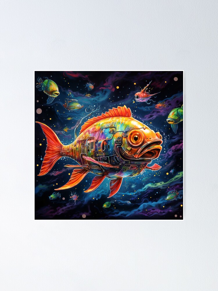 Sea Creatures from Outer Space: Retro Scifi Robotic Fish Poster for Sale  by Alcyonian | Redbubble