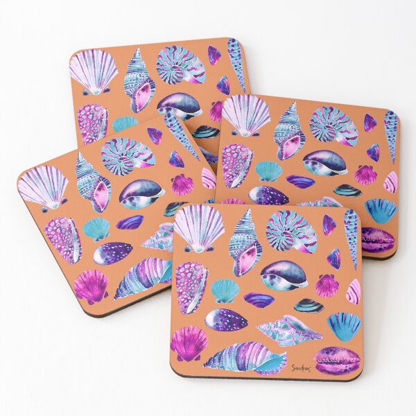 Item preview, Purple & Blue Shells Watercolor Orange designed and sold by SandraArtStudio.