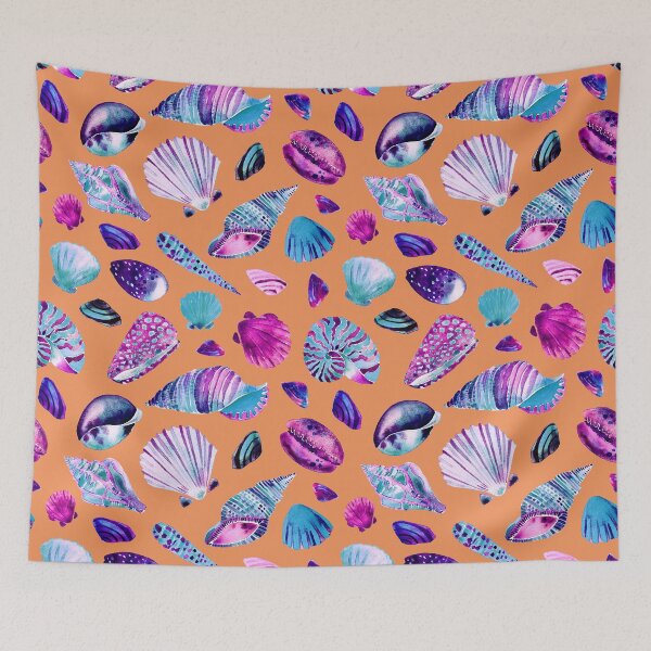 Item preview, Purple & Blue Shells Watercolor Orange designed and sold by SandraArtStudio.