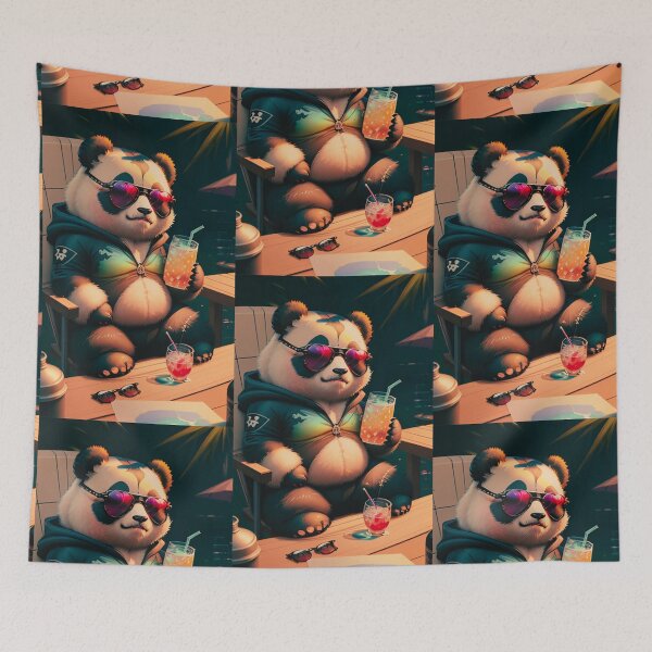 Item preview,  A cute and cool panda having a drink in the sun designed and sold by Pelzi100.