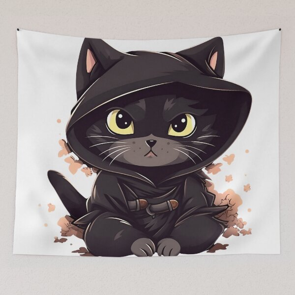 Artikelvorschau, Ninja Katze T-Shirt, Ninja Samurai Katze entworfen und verkauft von InkCreato.