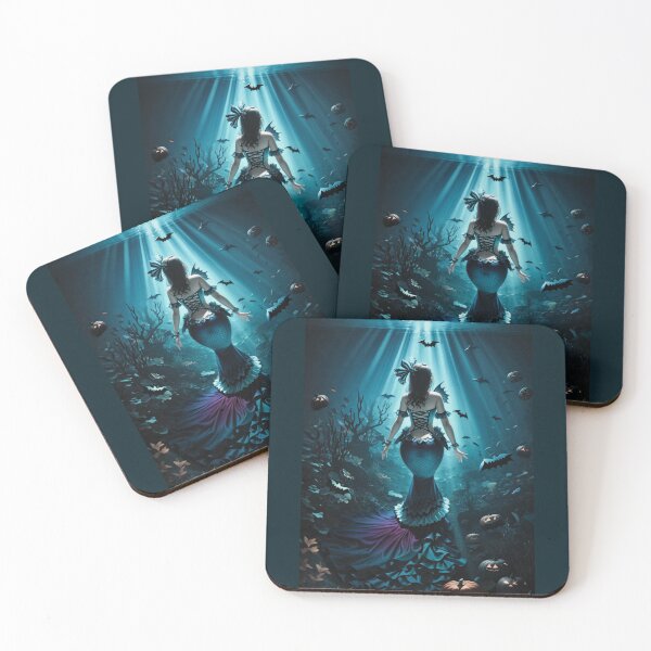 Item preview, Sirenas Halloween Dark Mermaid with Bats and Pumkins designed and sold by SirenasWorld.