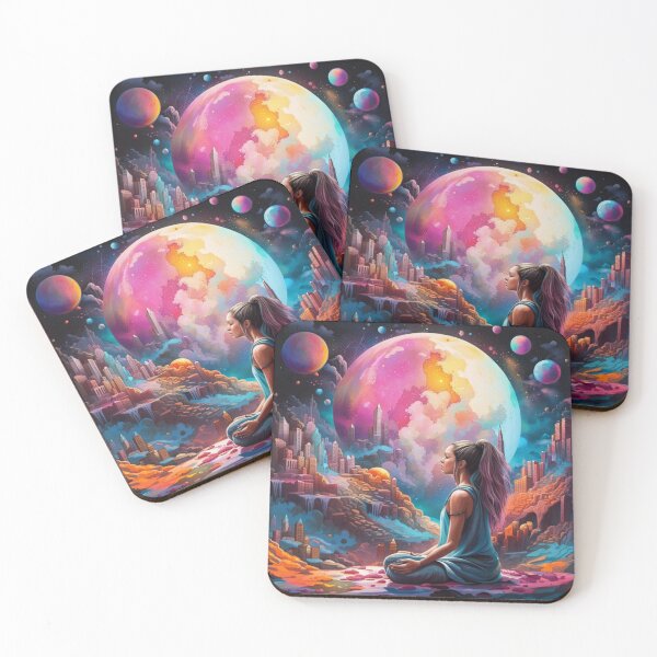 Item preview, Intergalactic meditation - Colorpop Edition - AI generated Art.  designed and sold by TheMindfulExpat.