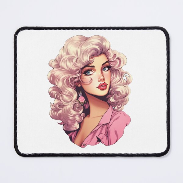 Item preview, 90's doll with wavy pink hair designed and sold by happydecals.