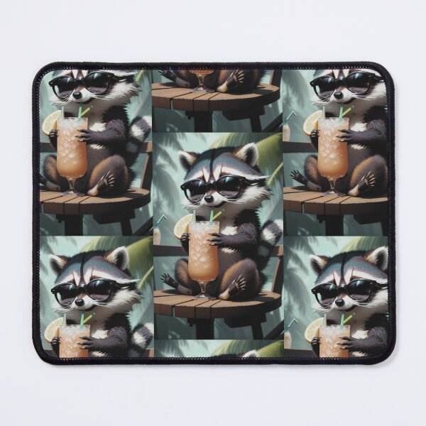 Item preview, A cute and cool raccoon having a drink designed and sold by Pelzi100.