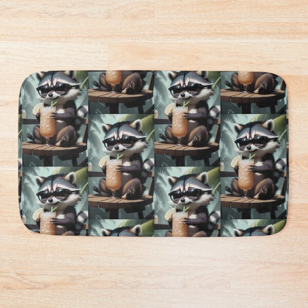 Item preview, A cute and cool raccoon having a drink designed and sold by Pelzi100.