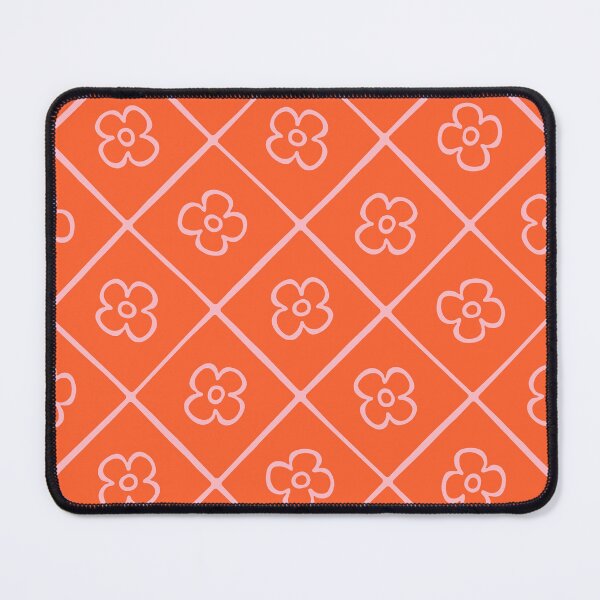 Item preview, Orange and Pink Grid and Flower Pattern designed and sold by tonymagnerart.