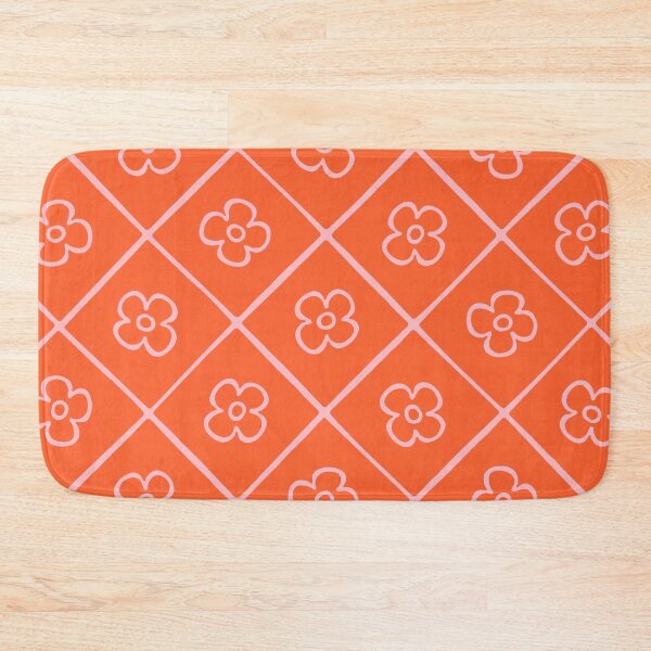 Item preview, Orange and Pink Grid and Flower Pattern designed and sold by tonymagnerart.
