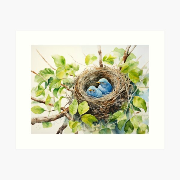 Item preview, Watercolor bird nest designed and sold by AerinDigital.