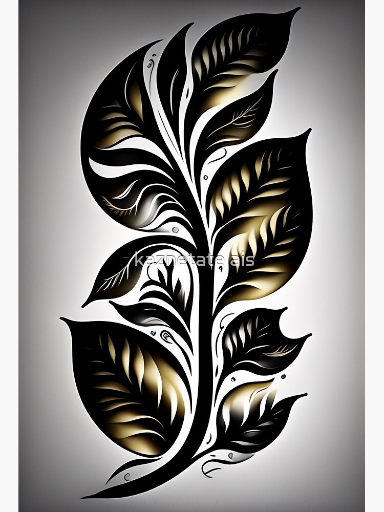 flower-black-and-white-wall-art-print-ethereal-elegance-a-simple-leaf-tattoo-design-art-board-print-for-sale-by-kaznetate-ais-redbubble