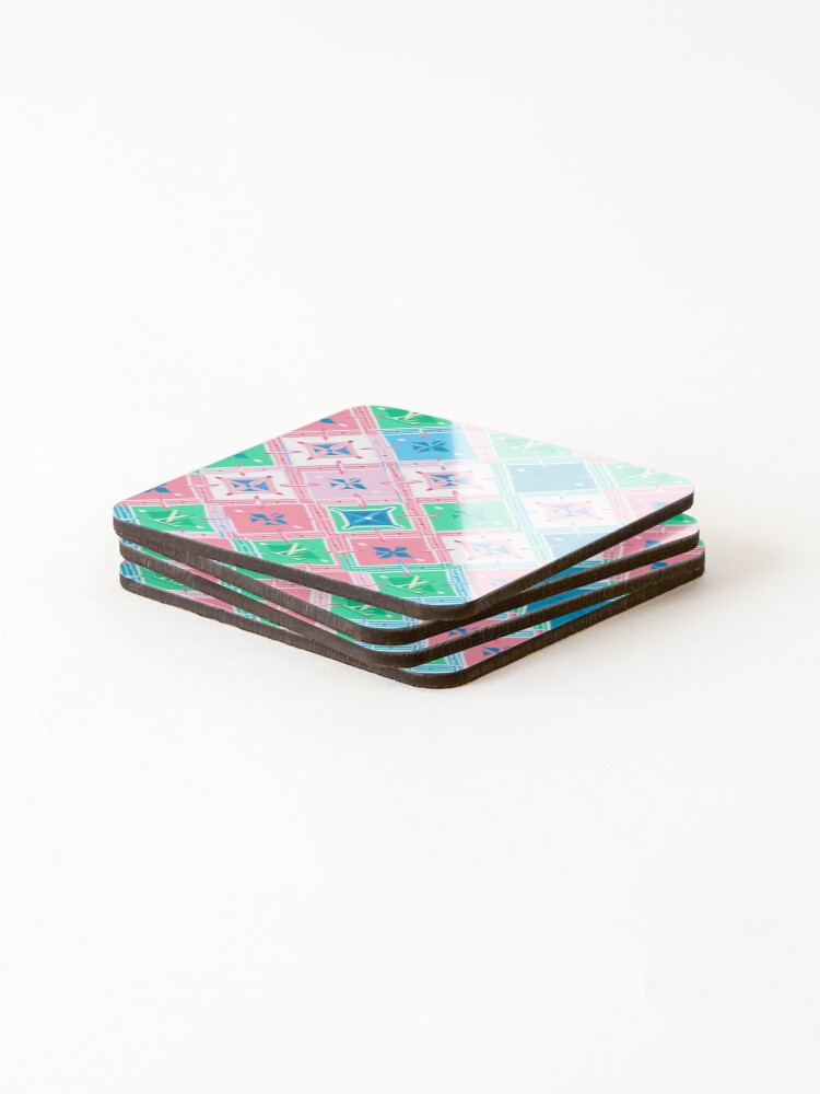 Thumbnail 4 of 5, Coasters (Set of 4), Pink Blue Pattern designed and sold by Myra365Art.
