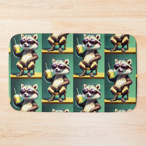 Item preview, A cute and cool raccoon having a drink designed and sold by Pelzi100.