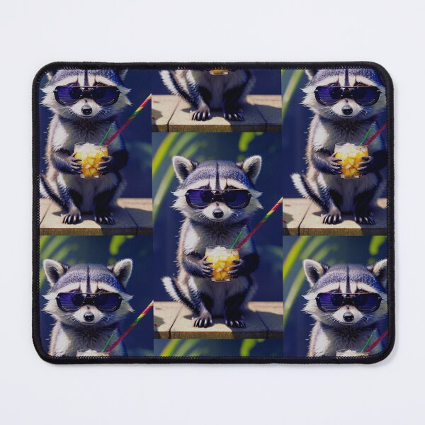 Item preview, A cute and cool raccoon having a drink designed and sold by Pelzi100.