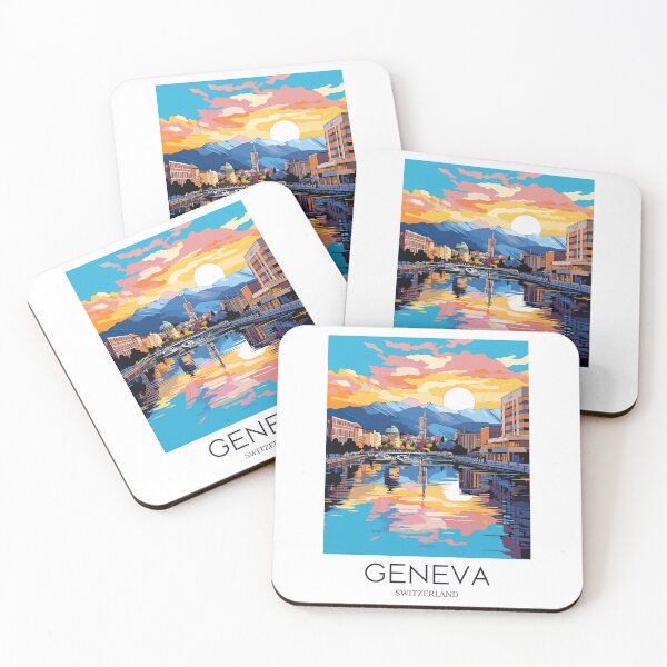 Item preview, A Pop Art Travel Print of Geneva - Switzerland designed and sold by StudioRedKoala.