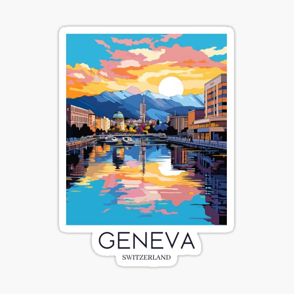 Item preview, A Pop Art Travel Print of Geneva - Switzerland designed and sold by StudioRedKoala.