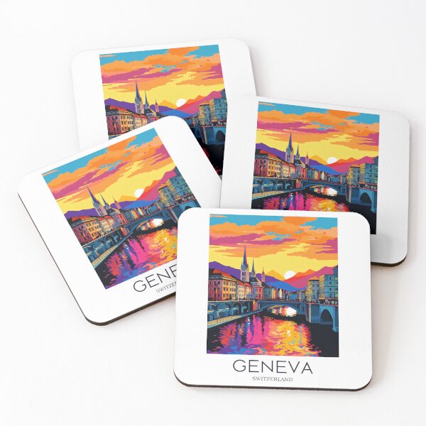 Item preview, A Pop Art Travel Print of Geneva - Switzerland designed and sold by StudioRedKoala.