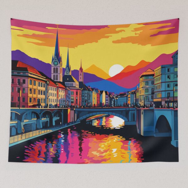 Item preview, A Pop Art Travel Print of Geneva - Switzerland designed and sold by StudioRedKoala.