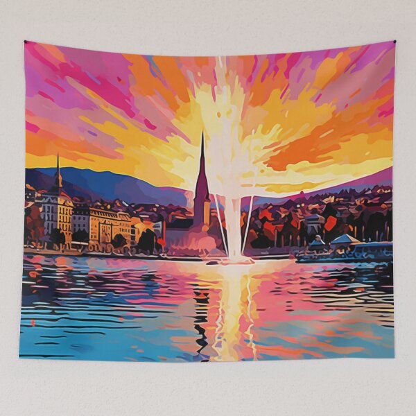 Item preview, A Pop Art Travel Print of Geneva - Switzerland designed and sold by StudioRedKoala.