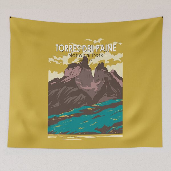 Item preview, Torres del Paine National Park Chile Travel Art Vintage designed and sold by KrisSidDesigns.
