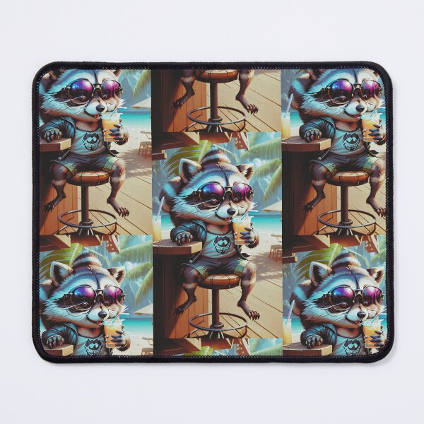 Item preview, A cute and cool raccoon sitting in a beach bar designed and sold by Pelzi100.