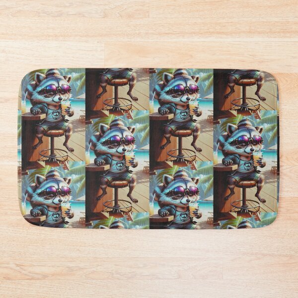 Item preview, A cute and cool raccoon sitting in a beach bar designed and sold by Pelzi100.