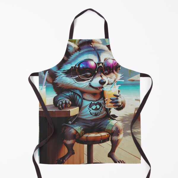 Item preview, A cute and cool raccoon sitting in a beach bar designed and sold by Pelzi100.