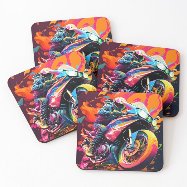 Item preview, Motorcycle inspired Vibrant funky modern art 11 designed and sold by giggles-omg.
