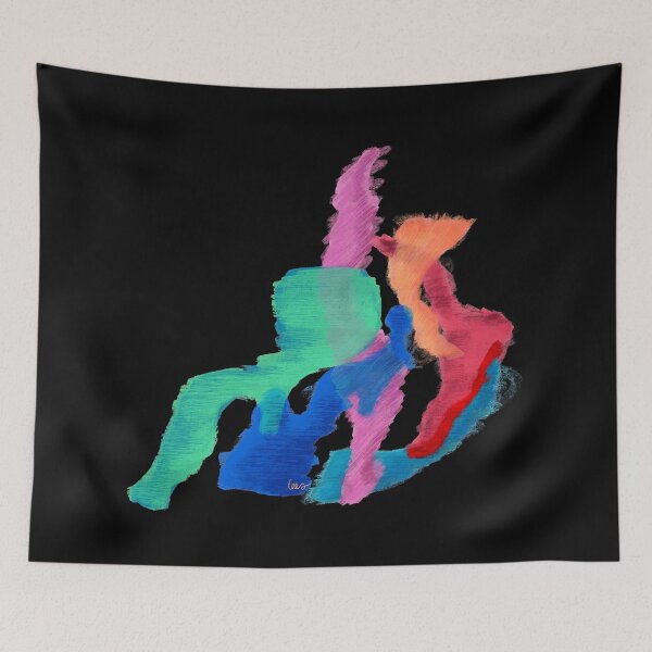 Item preview, Abstract dancing colors (black background) designed and sold by MentaLee.