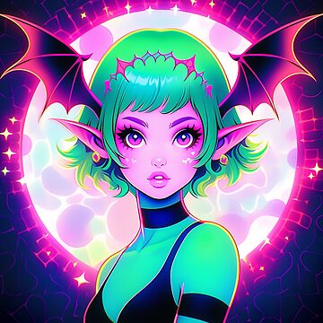 Kira - Demon Angel Elf Cyberpunk cute anime girl Die-Cut Sticker -  kawaiiwaru