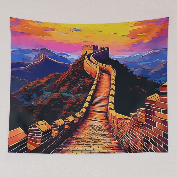 Artikelvorschau, Ein Pop-Art-Reisedruck der Chinesischen Mauer entworfen und verkauft von StudioRedKoala.