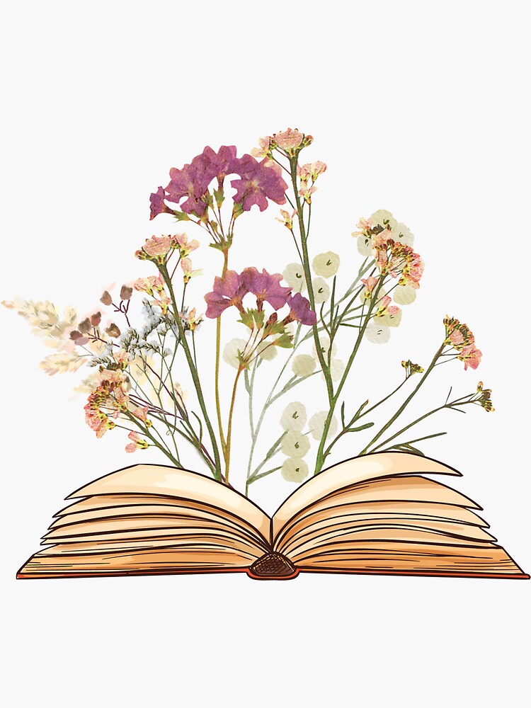 "Flowers blooming books sticker" Sticker for Sale by albrechts1229 ...