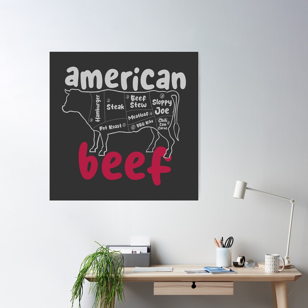 Eat Beef gifts for BBQ lovers Poster for Sale by DesignAP