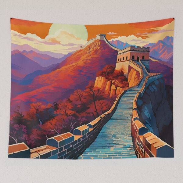 Artikelvorschau, Ein Pop-Art-Reisedruck der Chinesischen Mauer entworfen und verkauft von StudioRedKoala.