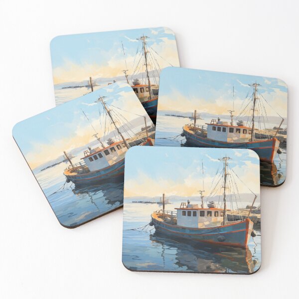 Item preview, Fisher Boat Oil Painting designed and sold by AerinDigital.